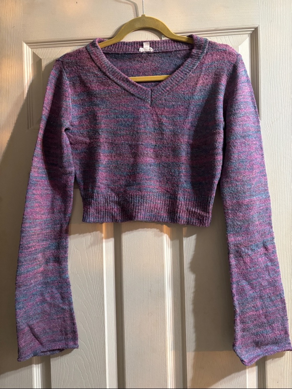 Garage purple marbled v-neck cropped sweater